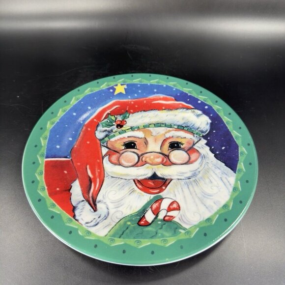 2006 Hobby Lobby Ceramic Round Dish Plate Set 4 Santa Claus Holiday Christmas - Picture 14 of 16